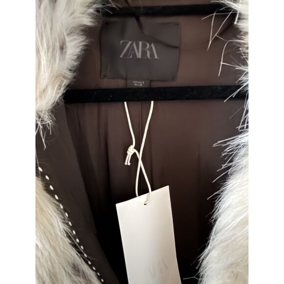 ZARA ZW Collection Faux Fur Short Coat – Size S – NWT – Black / Ecru - Picture 5 of 8